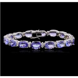 14KT White Gold 22.56ctw Tanzanite and Diamond Bracelet