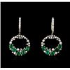 Image 3 : 14KT White Gold 29.36ctw Emerald and Diamond Necklace and Earring Suite