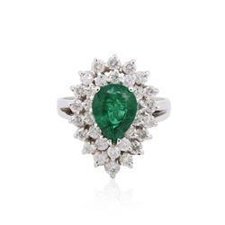 18KT White Gold GIA Certified 1.50ct Emerald and Diamond Ring