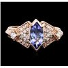 Image 1 : 14KT Rose Gold 1.10ct Tanzanite and Diamond Ring