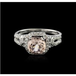 14KT White Gold 1.10ct Morganite and Diamond Ring