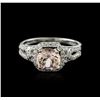 Image 1 : 14KT White Gold 1.10ct Morganite and Diamond Ring
