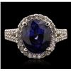 Image 1 : 14KT White Gold 6.64ct Sapphire and Diamond Ring