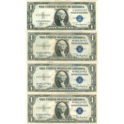 1935 $1 Silver Certificate Lot of 4 Assorted Bills