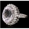 Image 2 : 14KT White Gold 24.09ct Kunzite and Diamond Ring