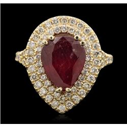 14KT Yellow Gold 4.29ct Ruby and Diamond Ring