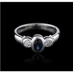 14KT White Gold 1.00ct Sapphire and Diamond Ring