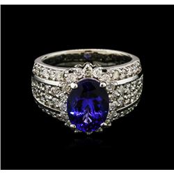 3.20ct Tanzanite and Diamond Ring - 14KT White Gold