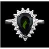 Image 1 : 14KT White Gold 3.07ct Green Tourmaline and Diamond Ring