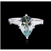 Image 1 : Platinum 2.59ct Aquamarine and Diamond Ring