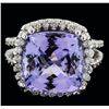 Image 1 : 14KT White Gold 9.07ct Tanzanite and Diamond Ring