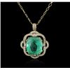 Image 1 : 14KT Yellow Gold GIA Cert 52.12ct Emerald and Diamond Pendant With Chain