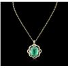 Image 2 : 14KT Yellow Gold GIA Cert 52.12ct Emerald and Diamond Pendant With Chain