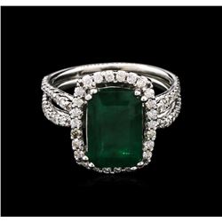 3.08ct Emerald and Diamond Ring - 14KT White Gold