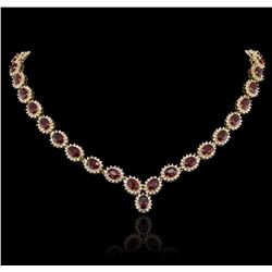 14KT Yellow Gold 35.52ctw Ruby and Diamond Necklace