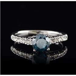 14KT White Gold 0.92ct Blue and White Diamond Ring