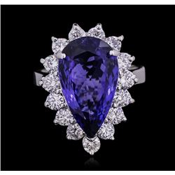 14KT White Gold GIA Certified 7.53ct Tanzanite and Diamond Ring