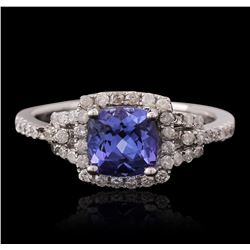 14KT White Gold 1.28ct Tanzanite and Diamond Ring