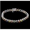 Image 1 : 10.58ctw Multi Color Sapphire Bracelet - 14KT White Gold