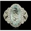 Image 1 : 14KT White Gold 6.88ct Aquamarine and Diamond Ring