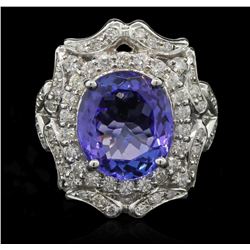 6.02ct Tanzanite and Diamond Ring - 14KT White Gold