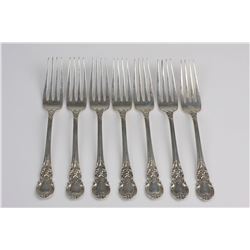 Vintage Lunt  American Victorian  Set of 7 Sterling Silver Dinner Forks