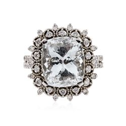 14KT White Gold 6.39ct Aquamarine and Diamond Ring