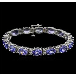 20.58ctw Tanzanite and Diamond Bracelet - 14KT White Gold