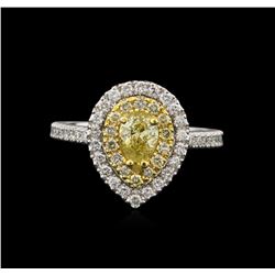 1.10ctw Yellow Diamond Ring - 14KT White Gold