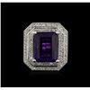 Image 1 : 14KT White Gold 11.14ct Amethyst and Diamond Ring