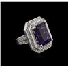 Image 2 : 14KT White Gold 11.14ct Amethyst and Diamond Ring