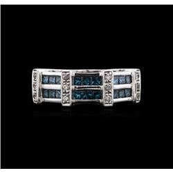 14KT White Gold 0.98ctw Blue Diamond Ring