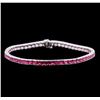 Image 1 : 12.81ctw Pink Sapphire Bracelet - 14KT White Gold
