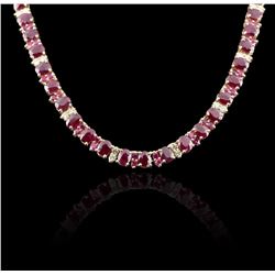 14KT Yellow Gold 38.43ctw Ruby & Diamond Necklace