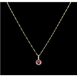 1.95ct Ruby and Diamond Pendant With Chain - 14KT Yellow Gold