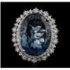 Image 1 : 14KT White Gold 22.83ct Topaz and Diamond Ring