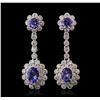 Image 1 : 14KT White Gold 3.22ctw Tanzanite and Diamond Earrings