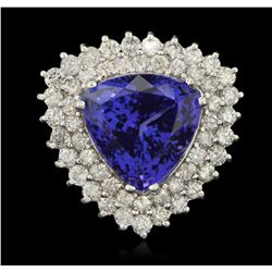 14KT White Gold 12.10ct GIA Cert Tanzanite and Diamond Ring