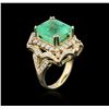 Image 3 : 14KT Yellow Gold GIA Certified 10.21ct Emerald and Diamond Ring