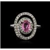 Image 1 : 14KT White Gold 0.96ct Pink Sapphire and Diamond Ring