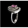 Image 3 : 14KT White Gold 0.96ct Pink Sapphire and Diamond Ring