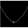 Image 1 : 14KT Rose Gold 0.09ctw Diamond Cross Pendant With Chain