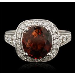 14KT White Gold 3.92ct Spessartite and Diamond Ring