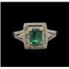 1.00ct Emerald and Diamond Ring - 14KT Yellow Gold