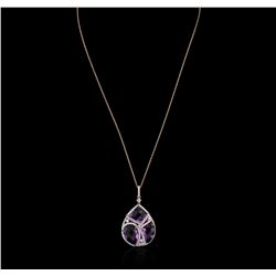 14KT Rose Gold 15.02ctw Amethyst and Diamond Pendant With Chain
