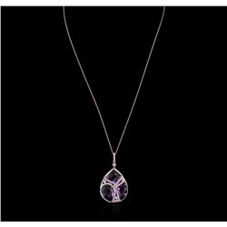 14KT Rose Gold 15.02ctw Amethyst and Diamond Pendant With Chain