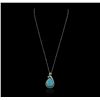 Image 2 : 14KT White Gold 11.29ct Turquoise and Diamond Pendant With Chain