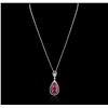 Image 2 : 14KT White Gold 3.70ct Tourmaline and Diamond Pendant With Chain