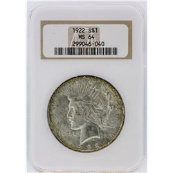 1922 NGC MS64 Peace Silver Dollar