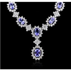 14KT White Gold 10.44ctw Tanzanite and Diamond Necklace